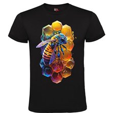 Camiseta negra abeja cuello redondo